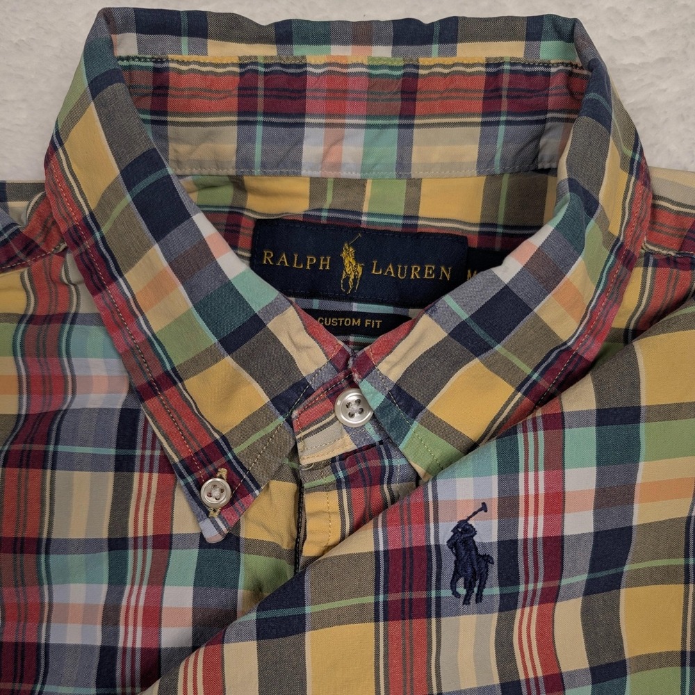 Ralph Lauren Shirt Mens Medium Multicolor Plaid Custom Fit LS Button Down Pony